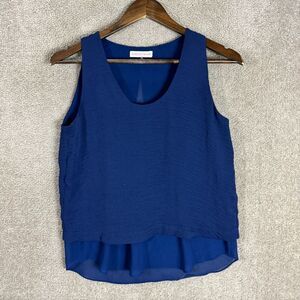 Rebecca Taylor Tank Top Womens 2 XS Blue Sleeveless Layered Chiffon Shirt Blouse